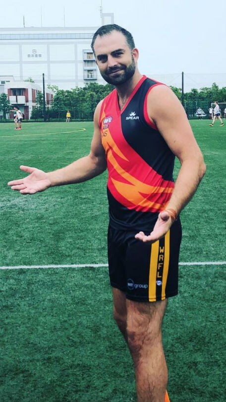 lake300v2.jpg Brian Lake pictured playing football in Osaka. Picture: Instagram - AFL,Hawthorn Hawks,Brian Lake